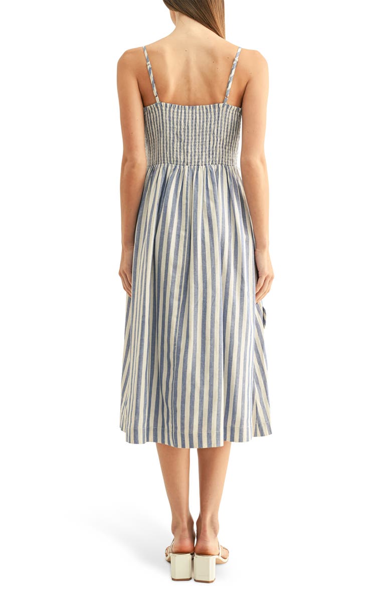 Adelyn Rae Emillia Stripe Floral Appliqué Cotton Midi Sundress, Alternate, color, Blue/ White