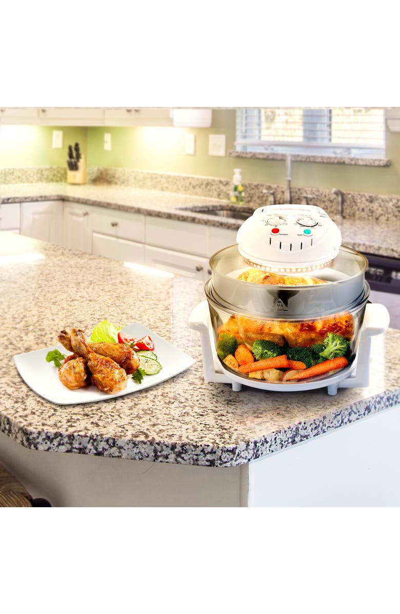 Megachef Multipurpose Countertop 14.25 Inch Halogen Oven Air Fryer/Rotisserie/Roaster in White, Alternate, color, White