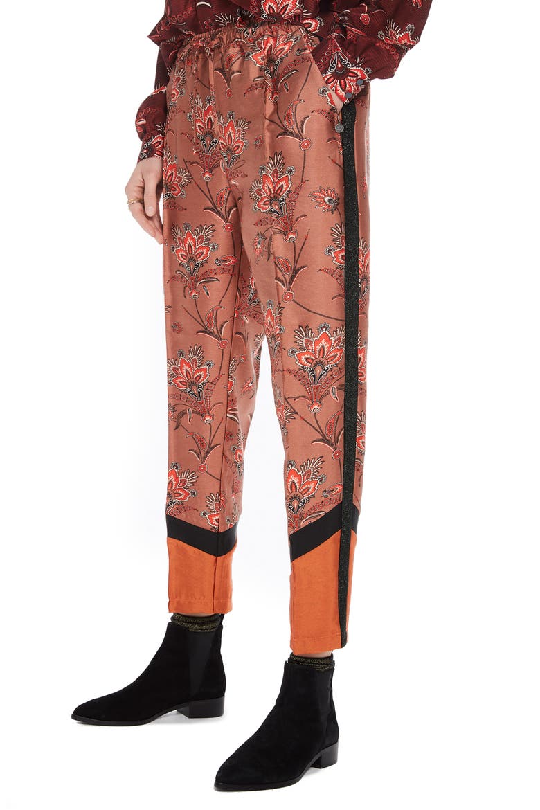 Print Jogger Pants, Alternate, color, DUSTY PINK PRINT W/ ORANGE