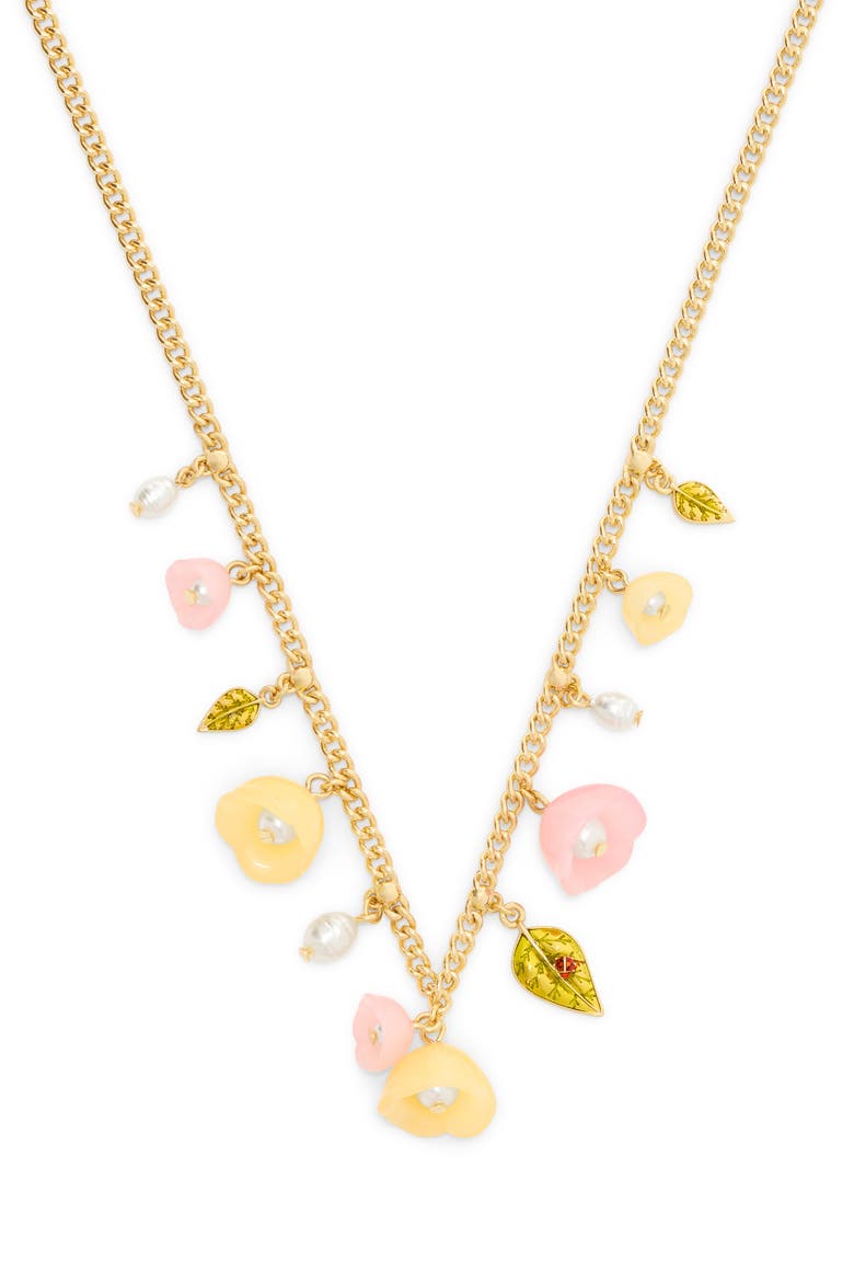Floral Charm Statement Necklace, Alternate, color, GOLD/ MULTI