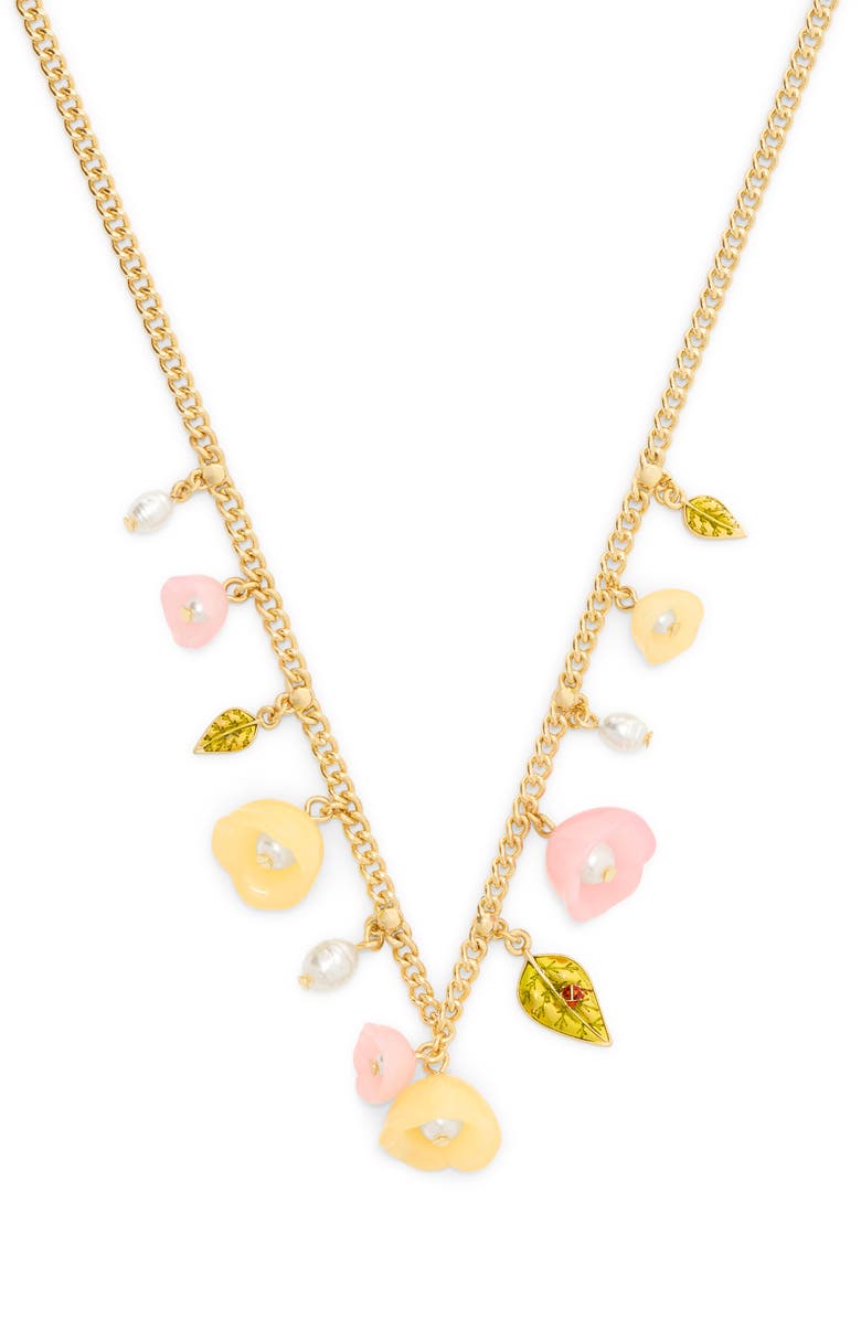 COACH Floral Charm Statement Necklace, Alternate, color, 