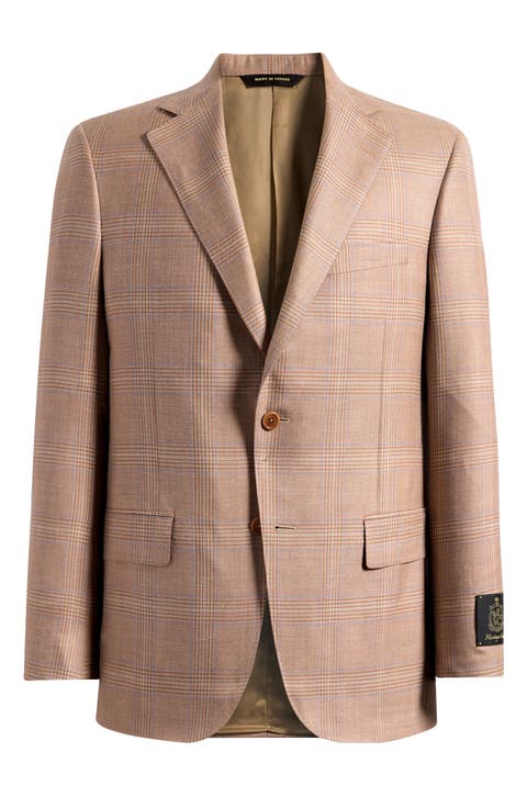 Vicuna Plaid Wool & Silk Blend Sport Coat (Regular & Big)
