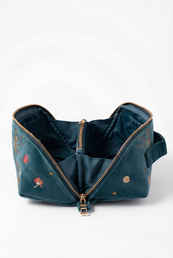 Elizabeth Scarlett Swallows Open Flat Velvet Makeup Bag | Nordstrom