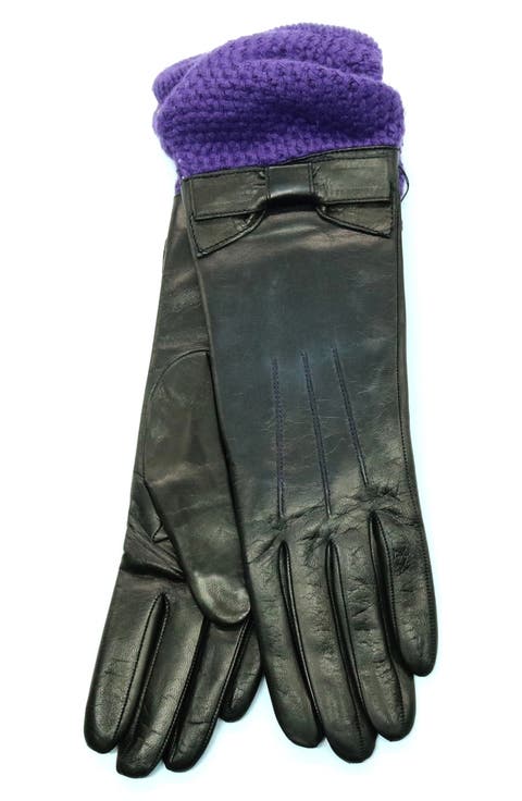 Leather Gloves with Knit Cuffs