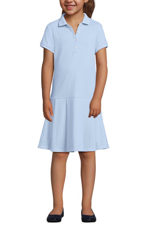 School Uniform Girls Short Sleeve Mesh Pleated Polo Dress