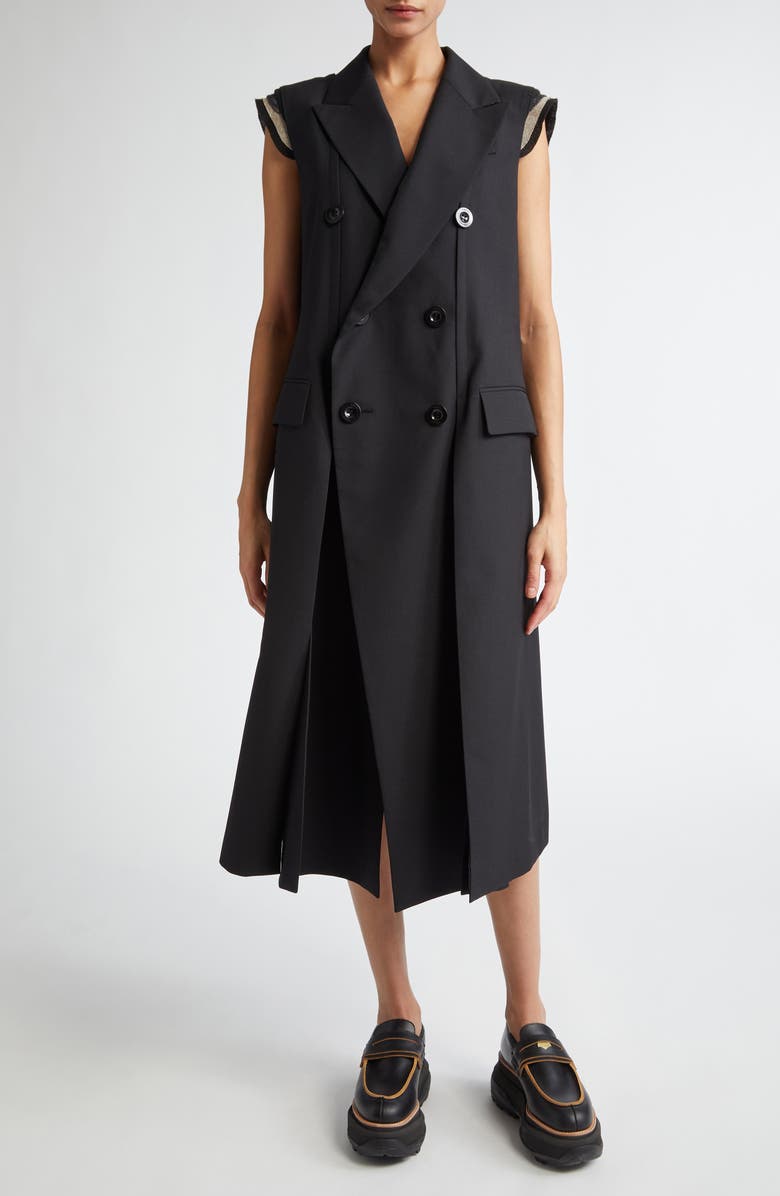 Sacai Suiting Double Breasted Longline Vest, Main, color,