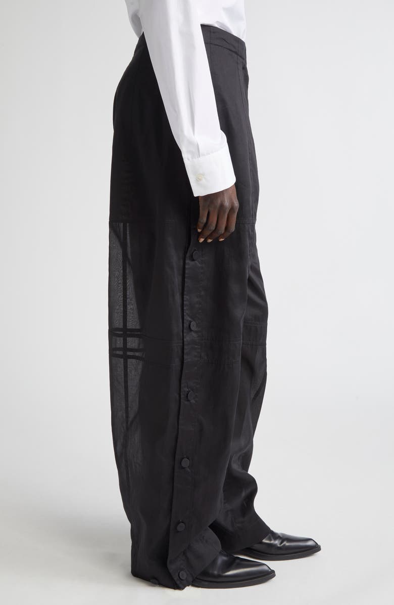 Jil Sander Relaxed Cotton Organdy Straight Leg Pants, Alternate, color, Black
