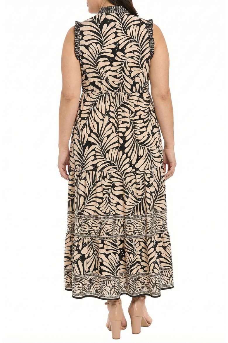 Smocked Waist Sleeveless Maxi Dress, Alternate, color, BLACK/ CREAM