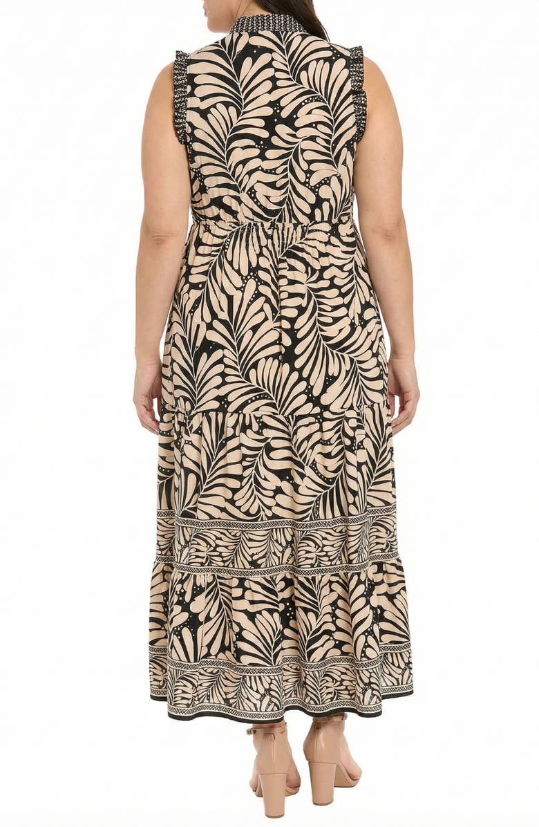 London Times Smocked Waist Sleeveless Maxi Dress, Alternate, color, Black/ Cream