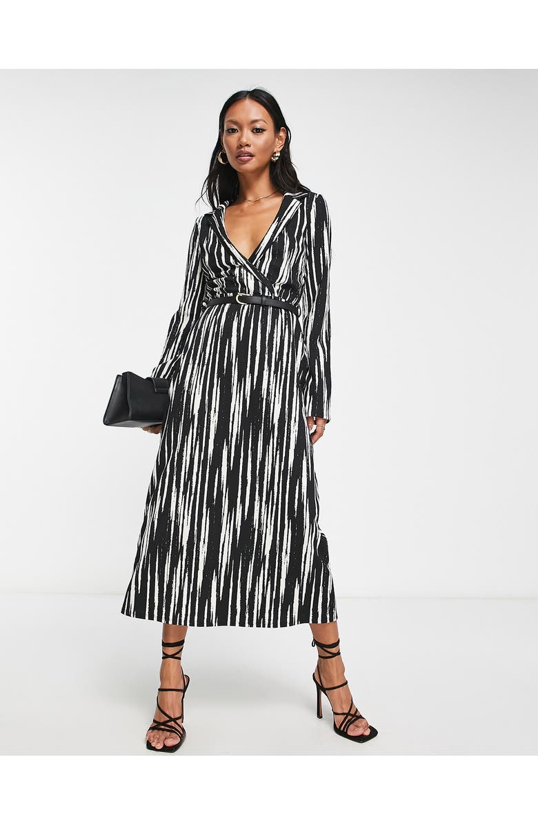 ASOS DESIGN Belted Long Sleeve Midi Dress, Alternate, color, 