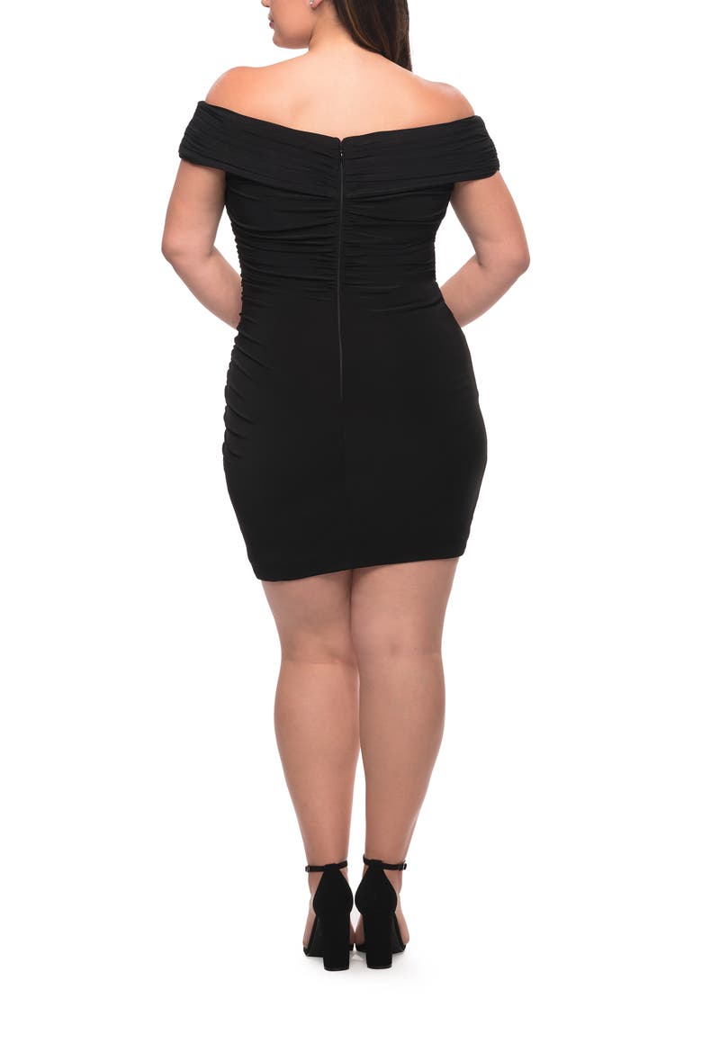 Plus Size Short Jersey Off the Shoulder Dress, Alternate, color, Black