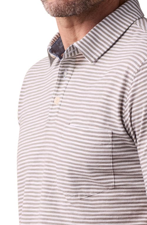 The Normal Brand Slub Pocket Polo In Moss Stripe