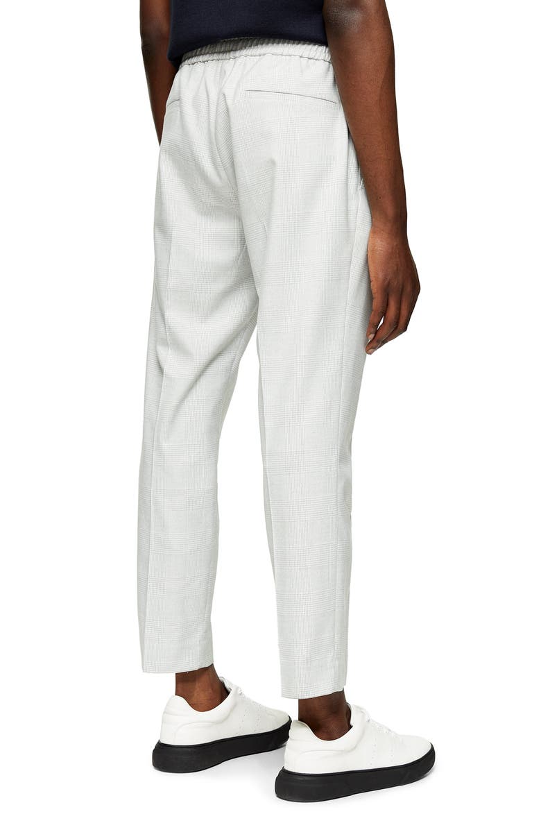 Topman Slim Fit Check Crop Pants, Alternate, color, Grey