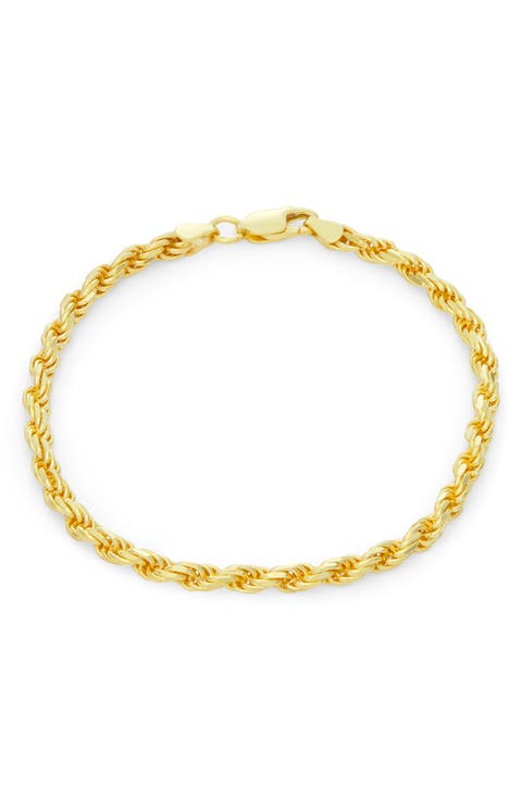 Sterling Silver Men's Rope Chain Bracelet