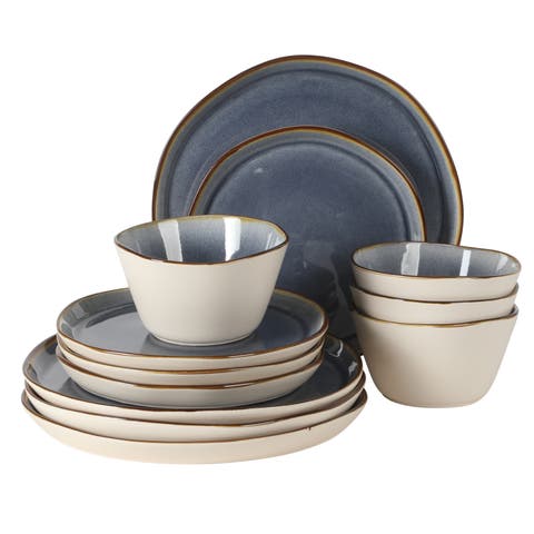 Algeria River 12-Piece Stoneware Plates and Bowls Dinnerware Sets