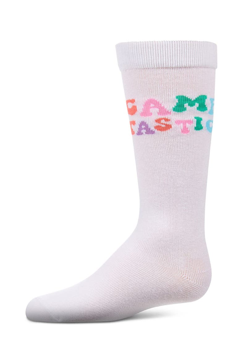 CampTastic  Camp-Themed Fine-Gauge Knee High Sock, Main, color, White