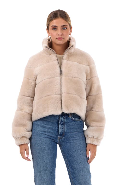 Gorski Shearling Lamb Horizontal Zip Jacket In Neutral