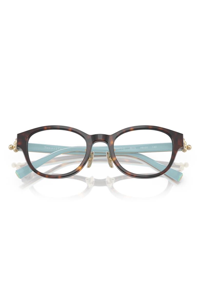 Tiffany & Co. 48mm Small Round Optical Glasses, Alternate, color, Havana