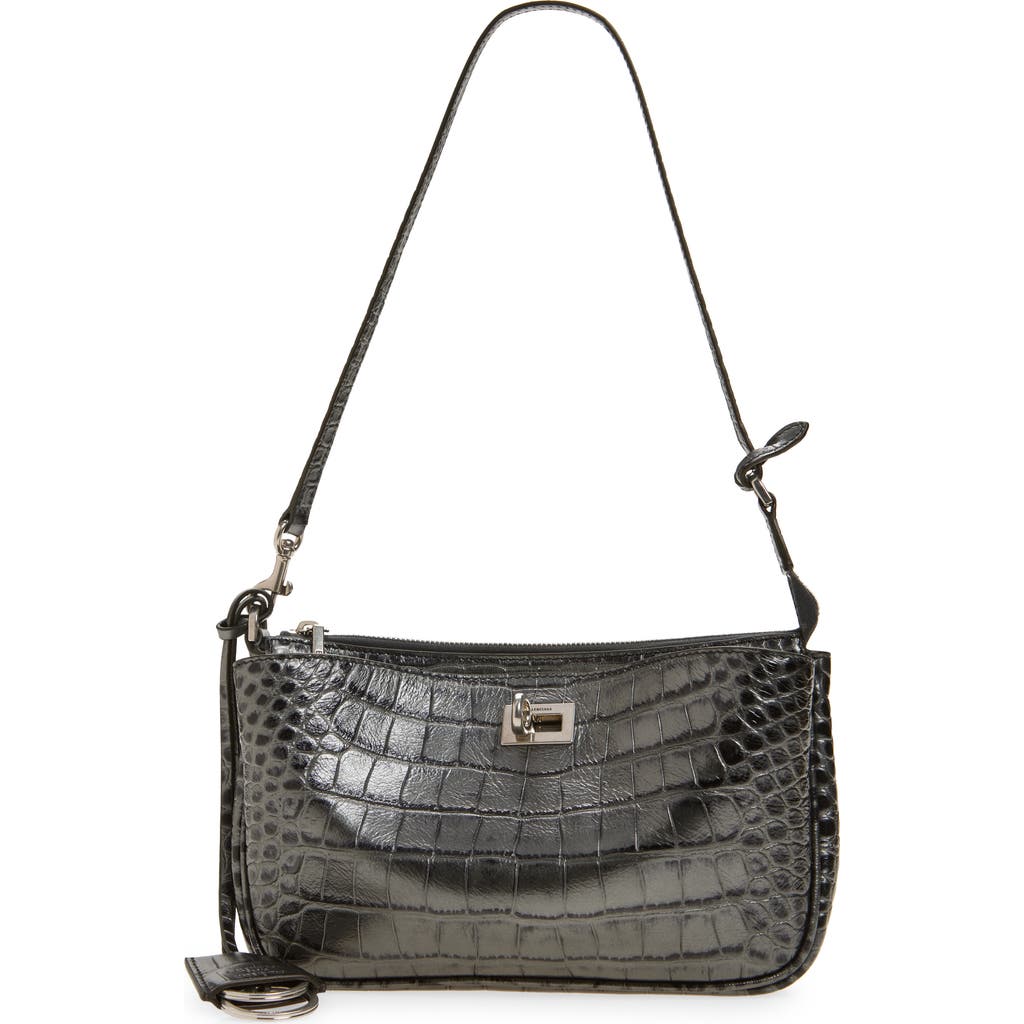 Balenciaga Rodeo Sling Croc Embossed Leather Pouchette