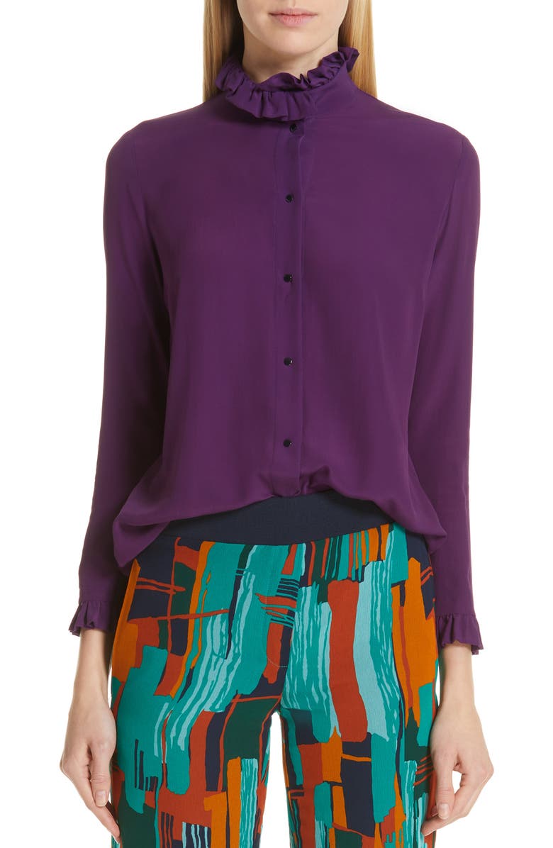 Roseanna Jacques Ruffle Trim Blouse, Main, color, 