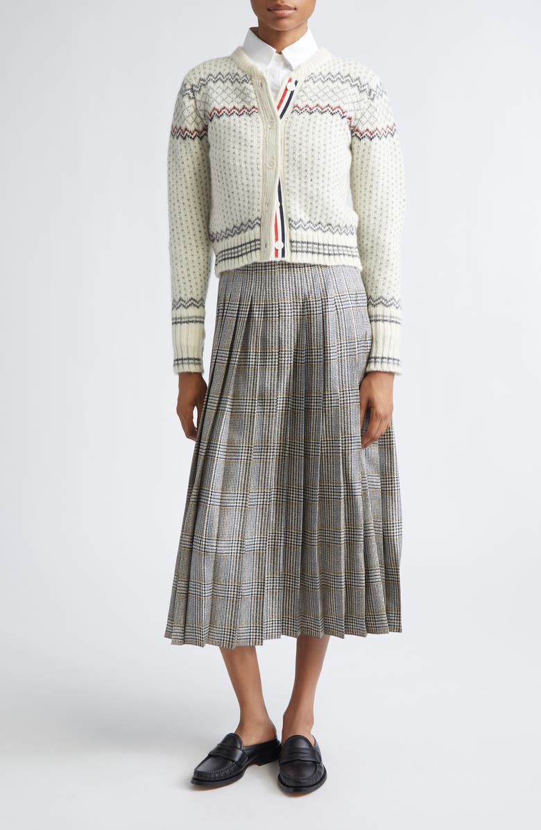 Thom Browne Fair Isle Float Jacquard Wool & Cashmere Cardigan, Alternate, color, White