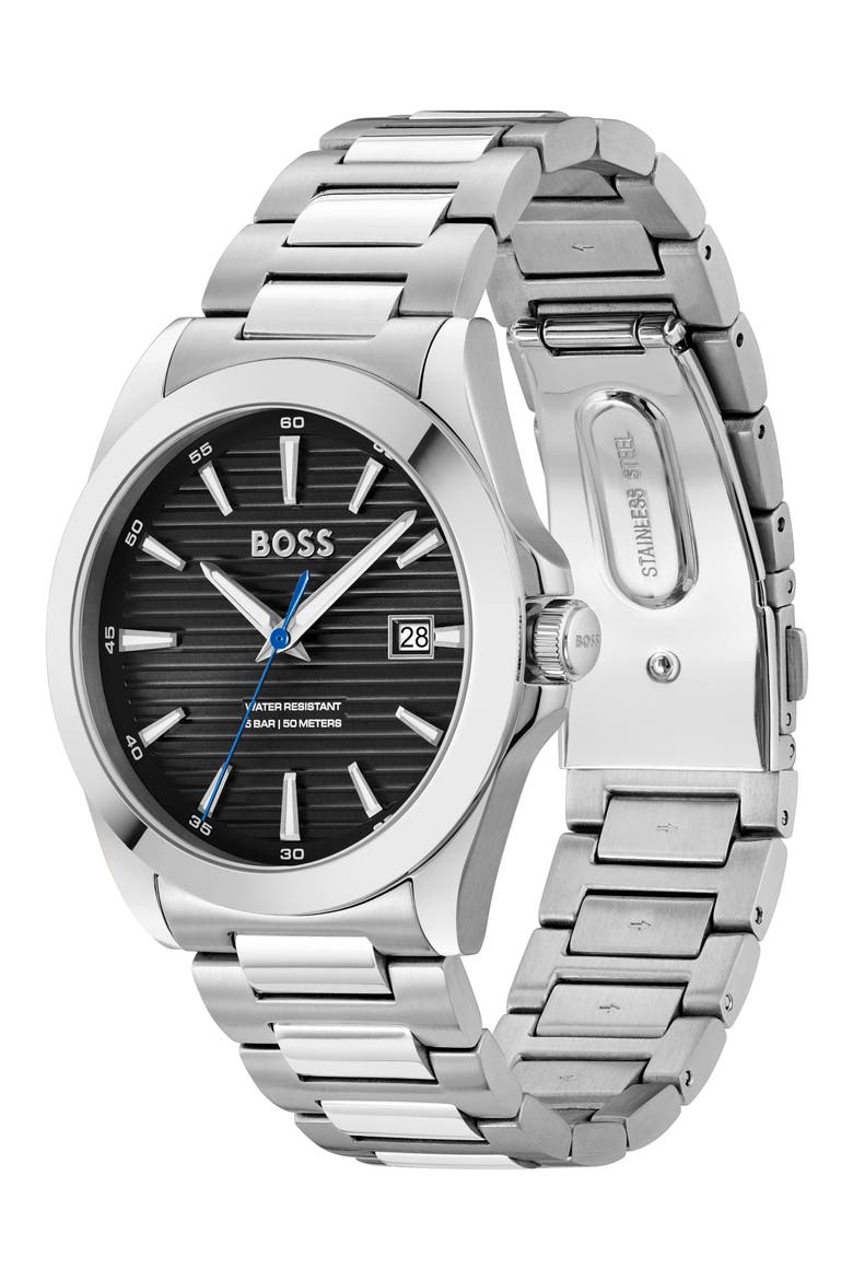 Strike Bracelet Watch, 41mm, Alternate, color, SILVER/ BLACK
