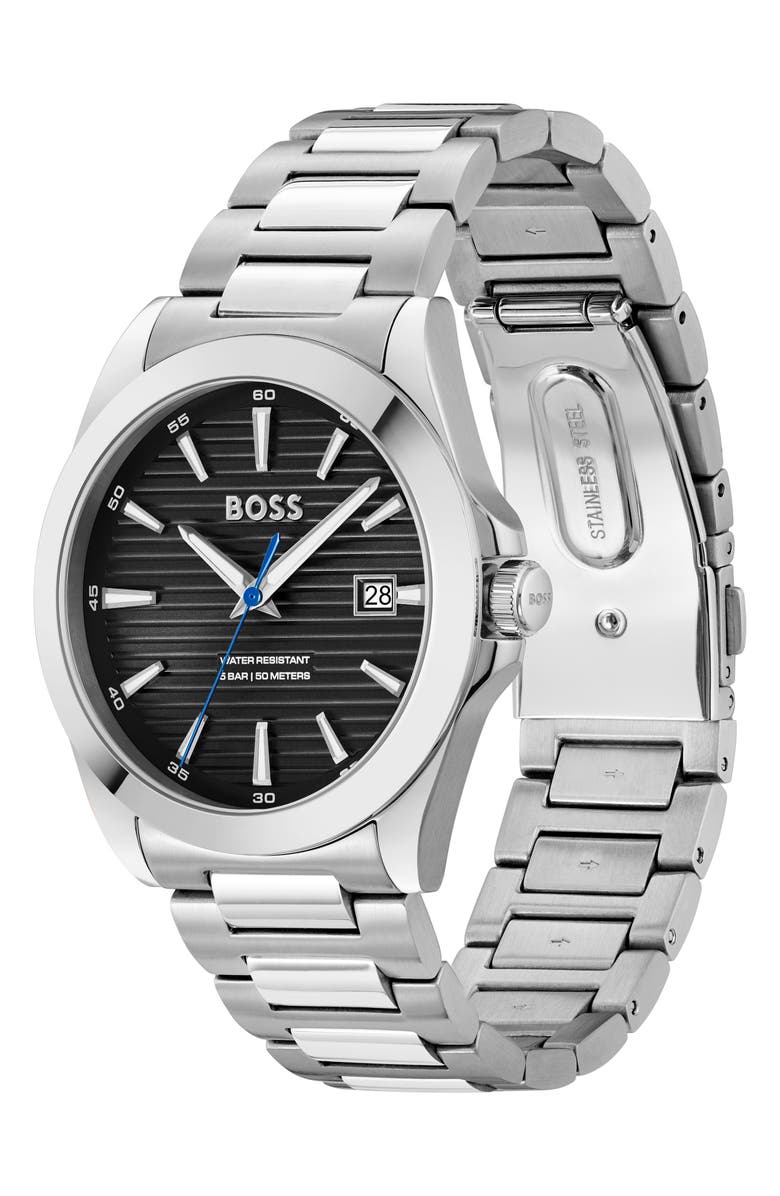 BOSS Strike Bracelet Watch, 41mm, Alternate, color, Silver/ Black