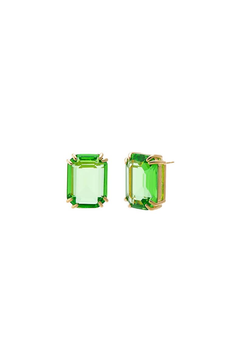 BY ADINA EDEN Colored Large Emerald Stud Earring, Main, color, Light Green