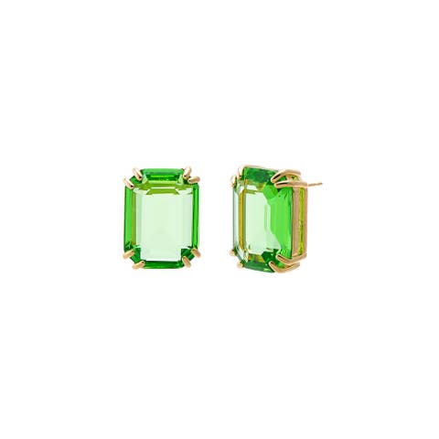 Colored Large Emerald Stud Earring