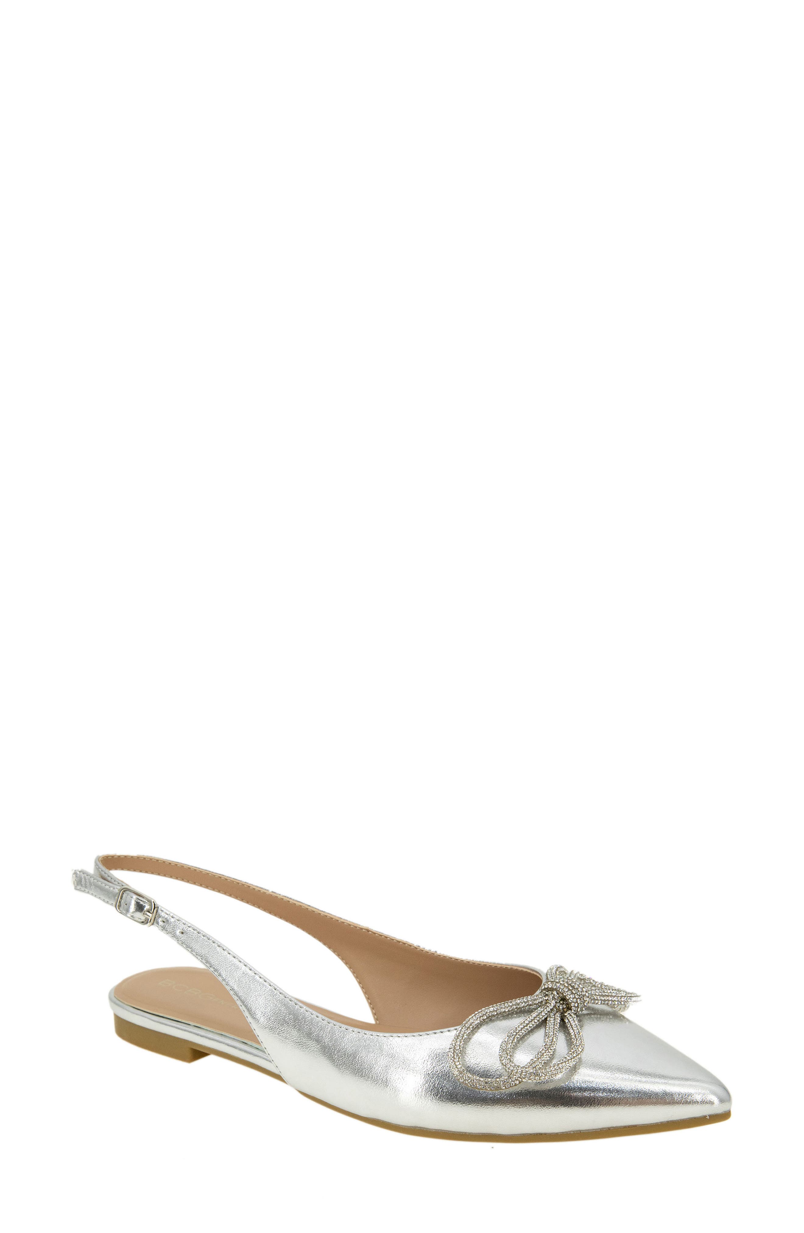 BCBGeneration Kristin Pointed Toe Slingback Mule, Main, color, Silver