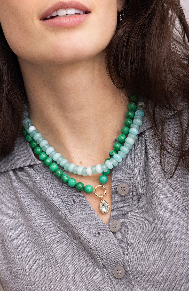 BaubleBar Janette Beaded Pendant Necklace, Alternate, color, Green