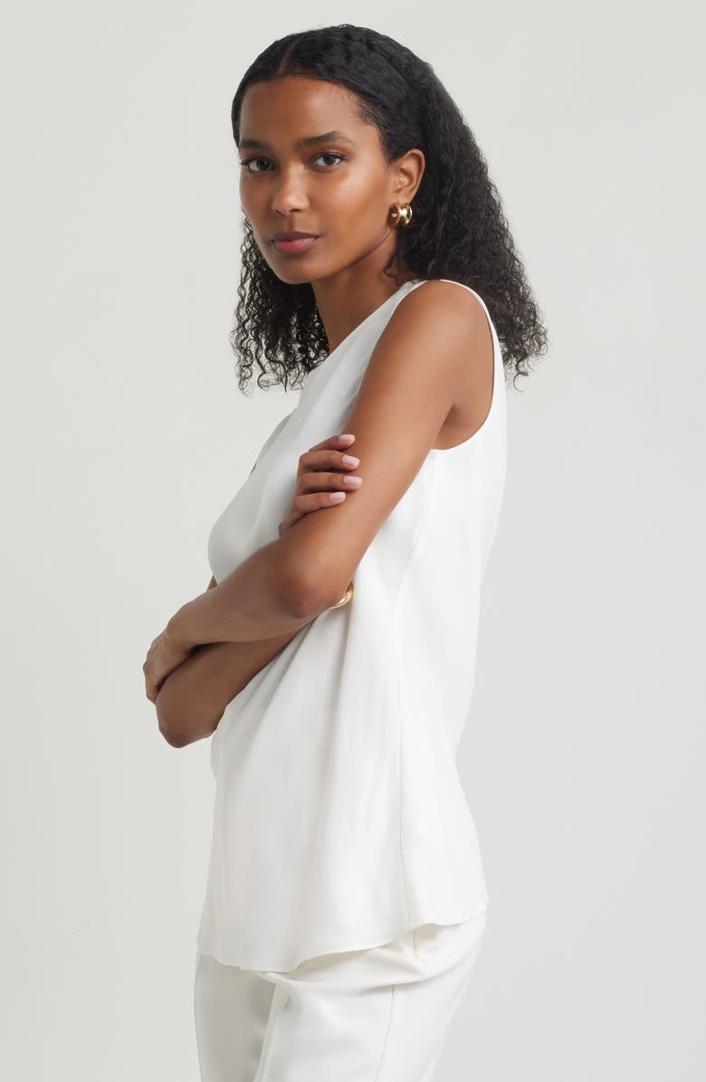 Nordstrom Sleeveless Satin Top, Alternate, color, Ivory Tofu