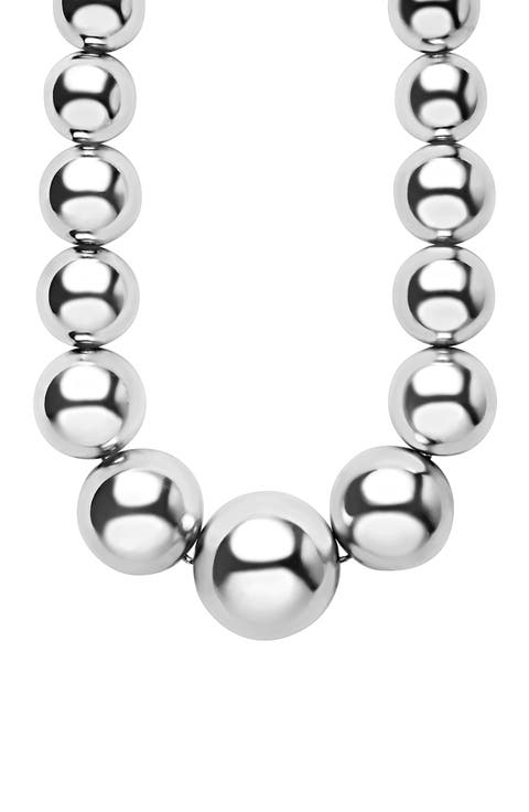 Caviar Bubbly Graduated Bead Long Necklace