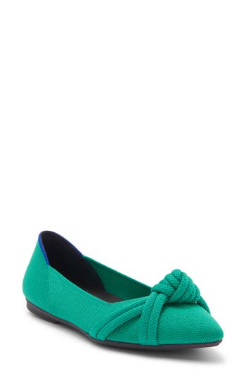 Rothys Rothy's Pointed Toe Knot Flat In Green