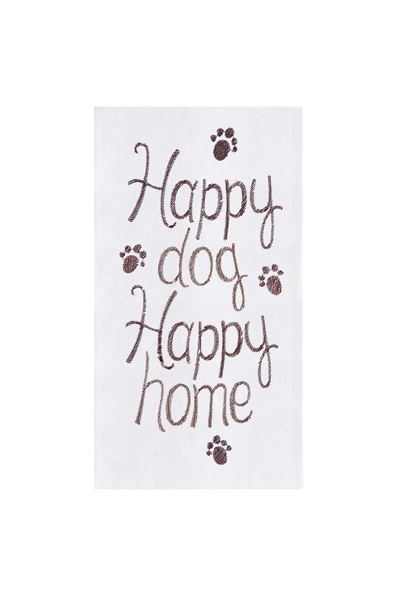 Happy Dog Flour Sack Cotton Kitchen Towel, Main, color, White