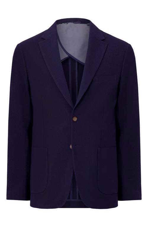 Victor Emmanuel Textured Stretch Seersucker Sport Coat In 422 Navy