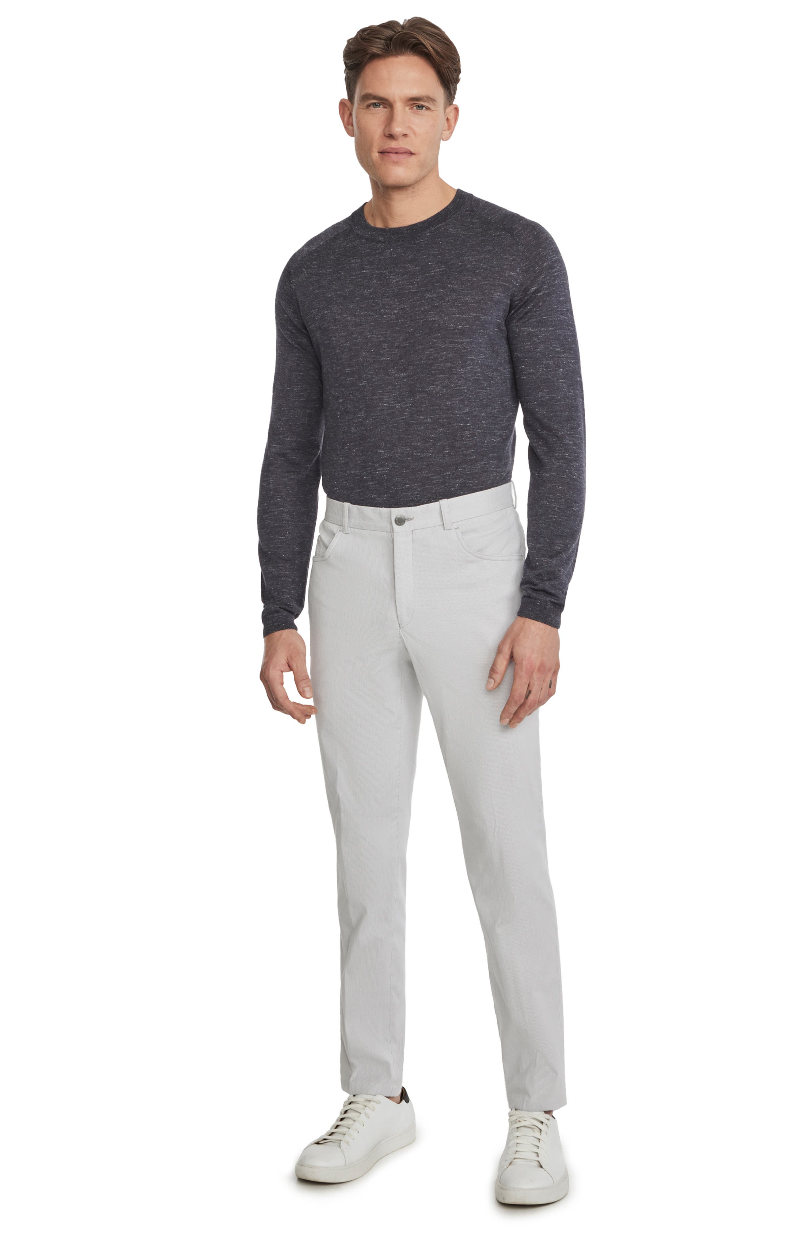 Jack Victor Pinstripe Five-Pocket Taper Leg Pants (Men