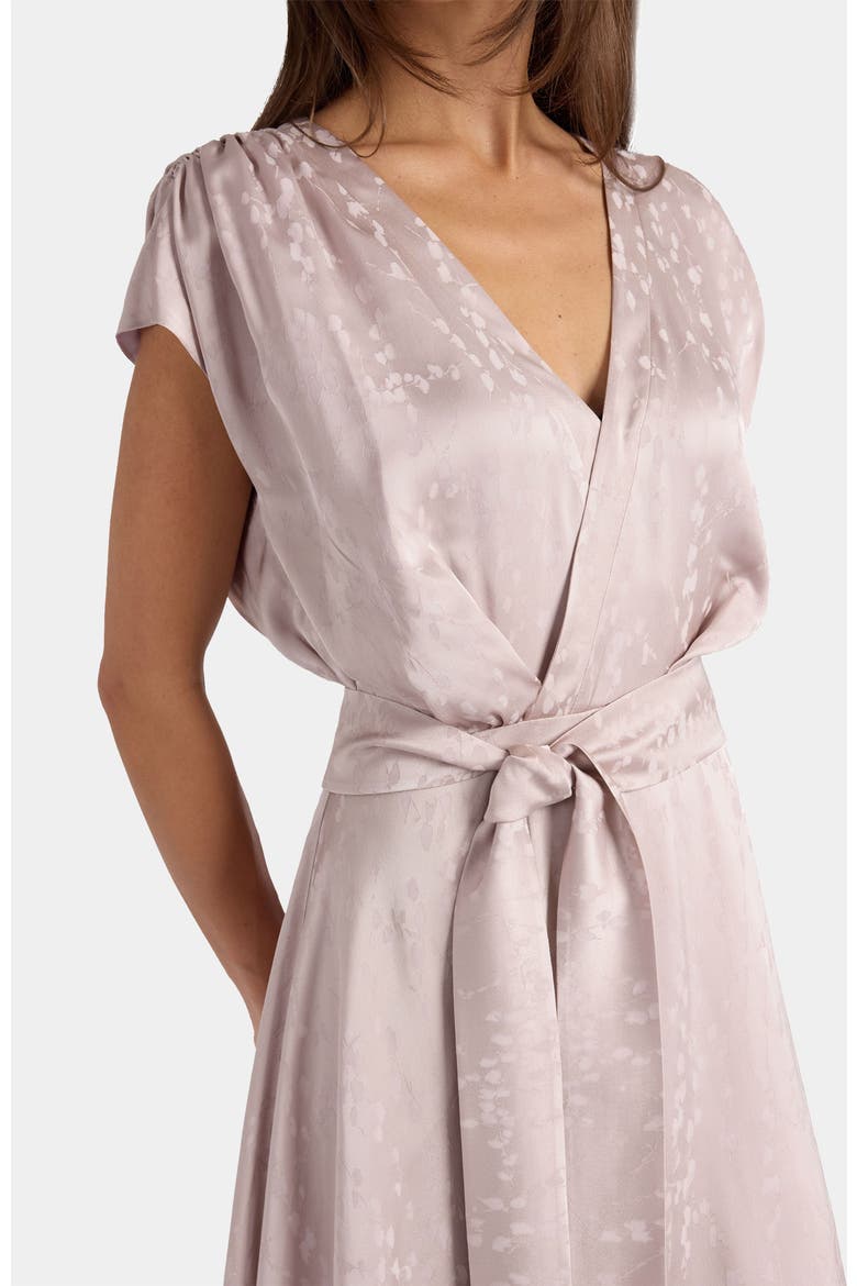 Talia Cap Sleeve Midi Fit and Flare Dress in Tonal Jacquard, Alternate, color, LILAC SHADOW