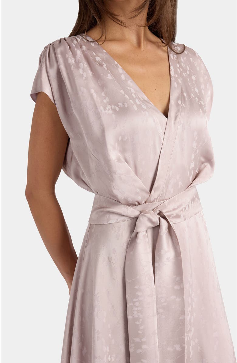 Santorelli Talia Cap Sleeve Midi Fit and Flare Dress in Tonal Jacquard, Alternate, color, Lilac Shadow