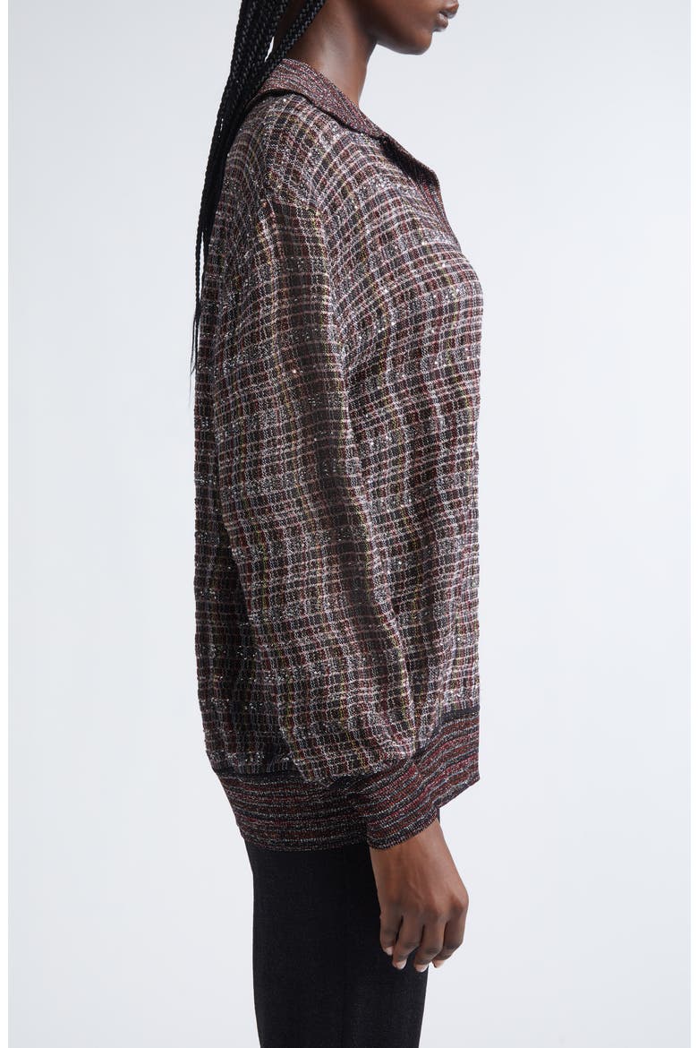 Sequin Embellished Wool Blend Polo Sweater, Alternate, color, PINK AND BROWN TONES