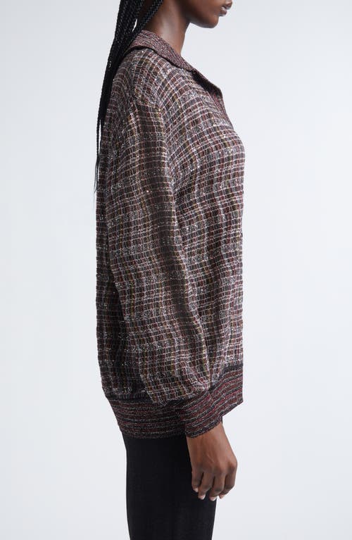 Missoni Sequin Embellished Wool Blend Polo Sweater In Brown