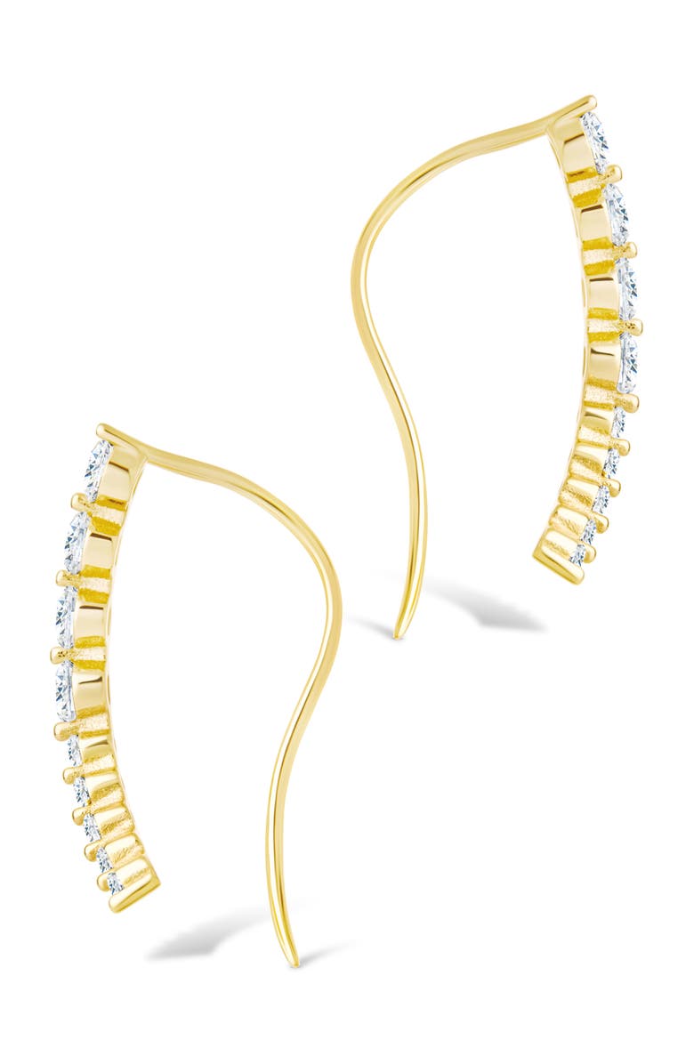 Sterling Forever Brilliant Cubic Zirconia Single Ear Crawler, Alternate, color, Gold