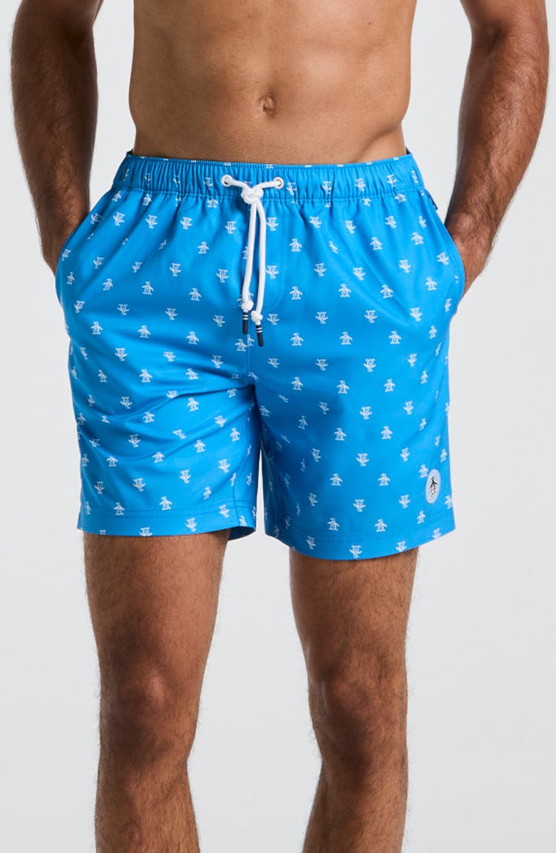Original Penguin 7-Inch Volley Swim Trunks, Main, color, Ibiza Blue