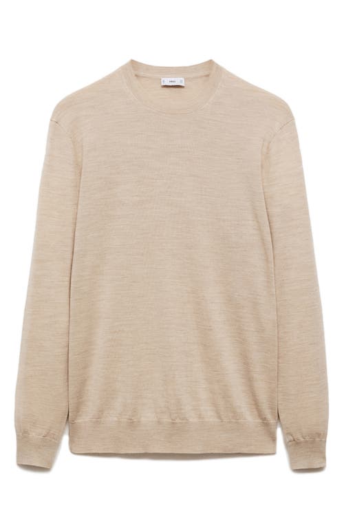Mango Microstructure Crewneck Sweater In Beige