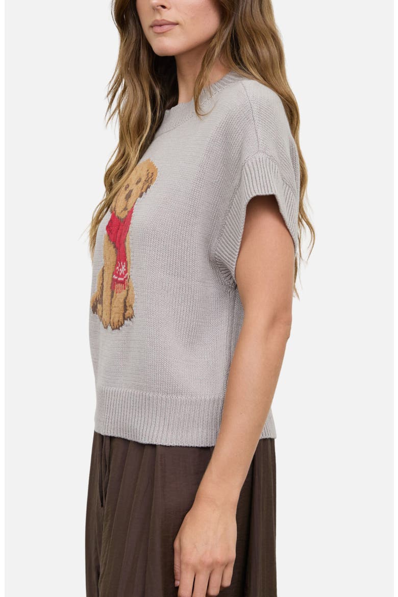 Puppy Short Sleeve Sweater, Alternate, color, GREY
