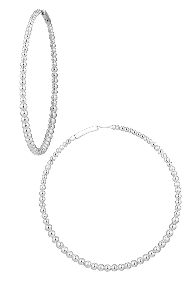 Large Dot Hoop Earrings, Main, color, RHODIUM