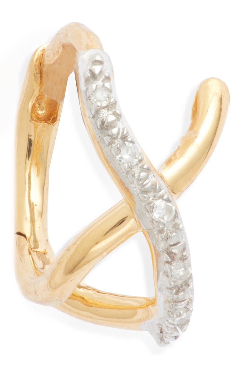 Monica Vinader Riva Cross Diamond Huggie Hoop Earrings, Alternate, color, 18Ct Gold Vermeil/St Silver