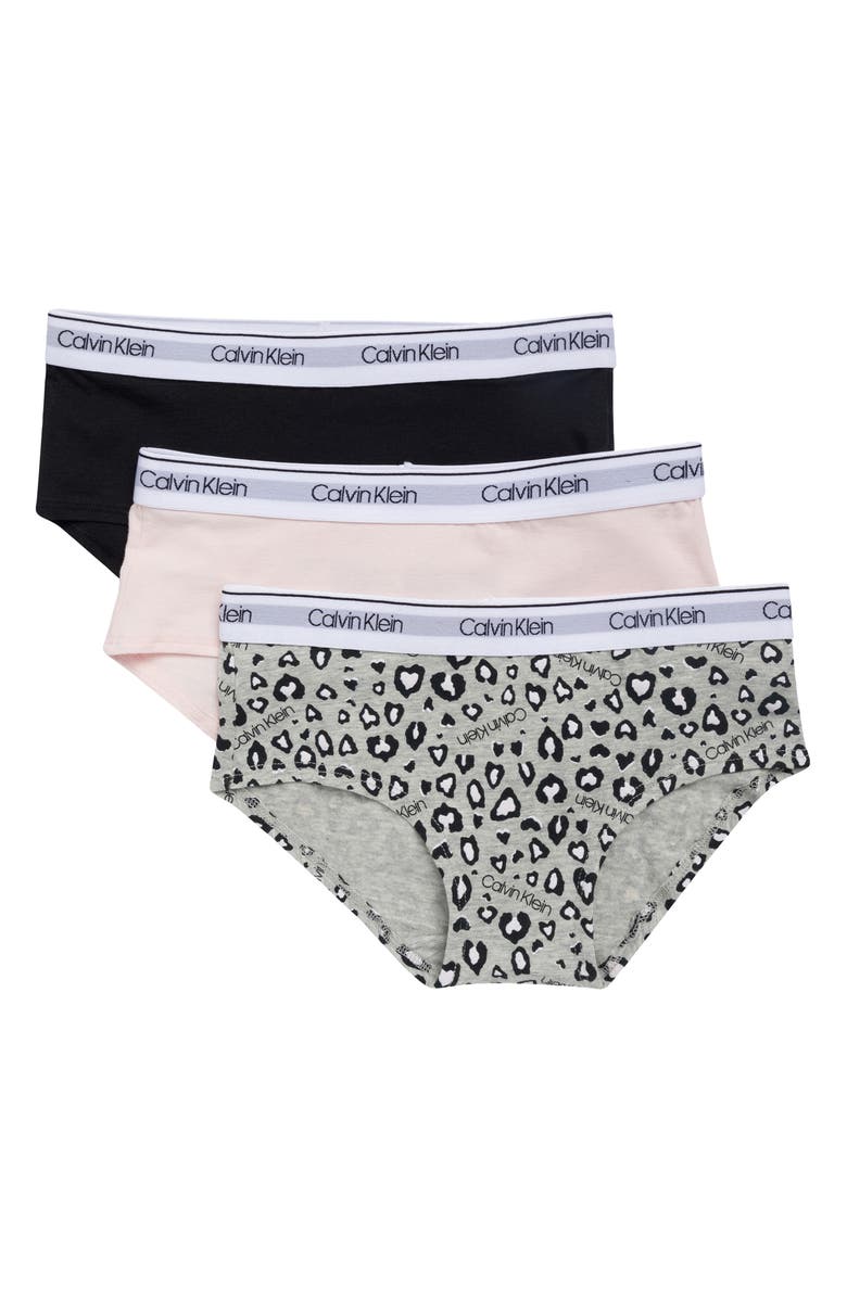 Calvin Klein Cotton Hipsters - Pack of 3, Main, color, Grey Leopard/ Pink/ Black