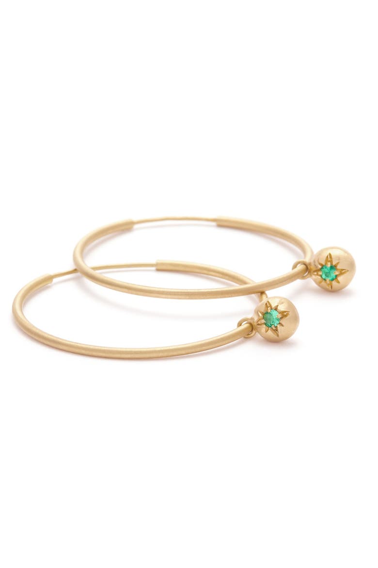 Moon Hoops Emerald. Handmade in Italy, Alternate, color, Emerald