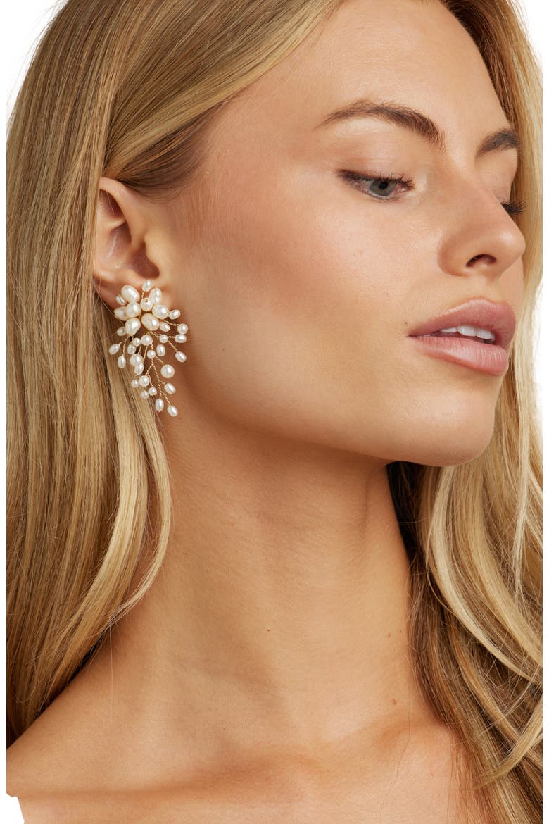 Moore Freshwater Pearl Earrings, Alternate, color, Gold